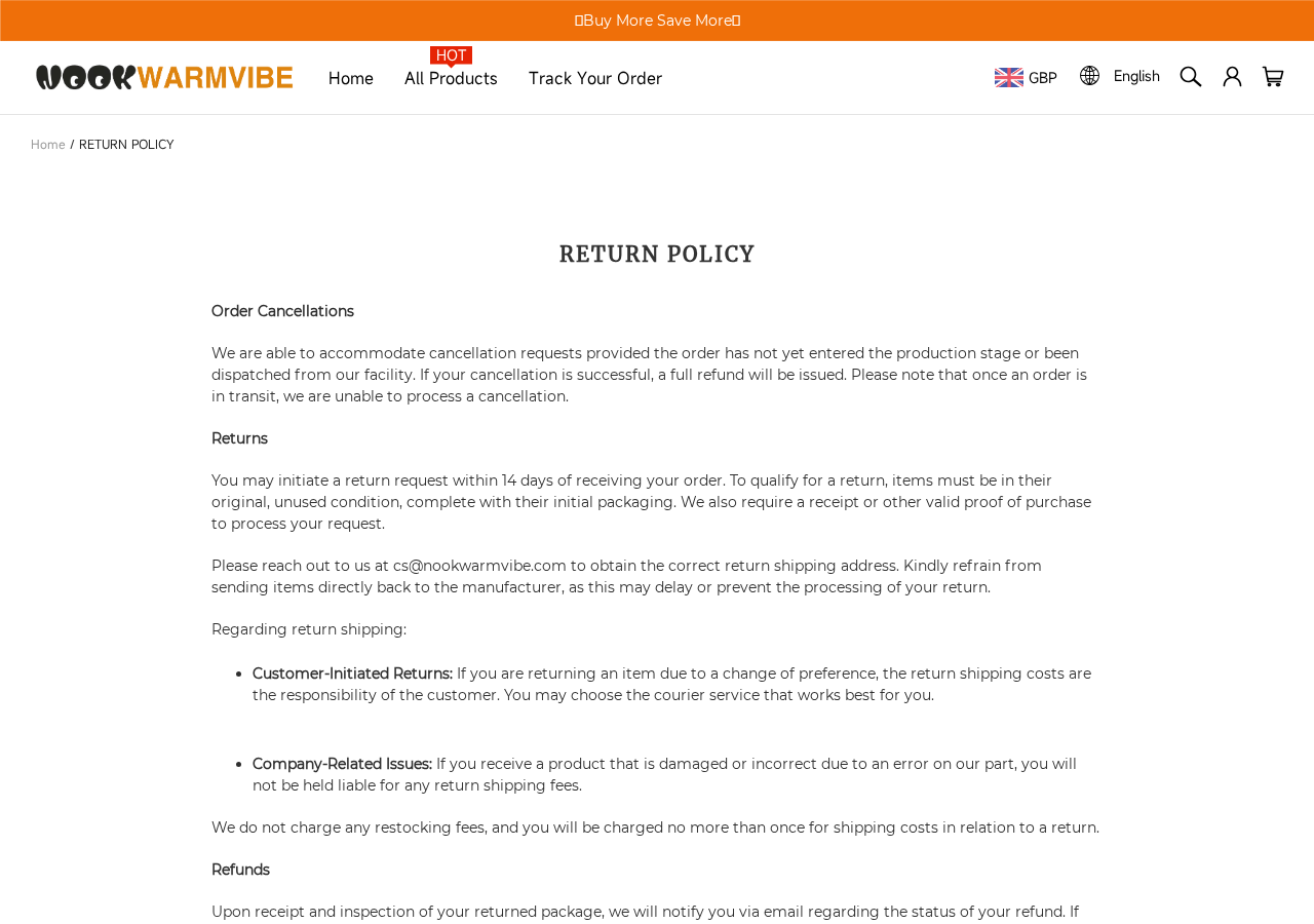 Nookwarmvibe return policy showing a fourteen-day request window