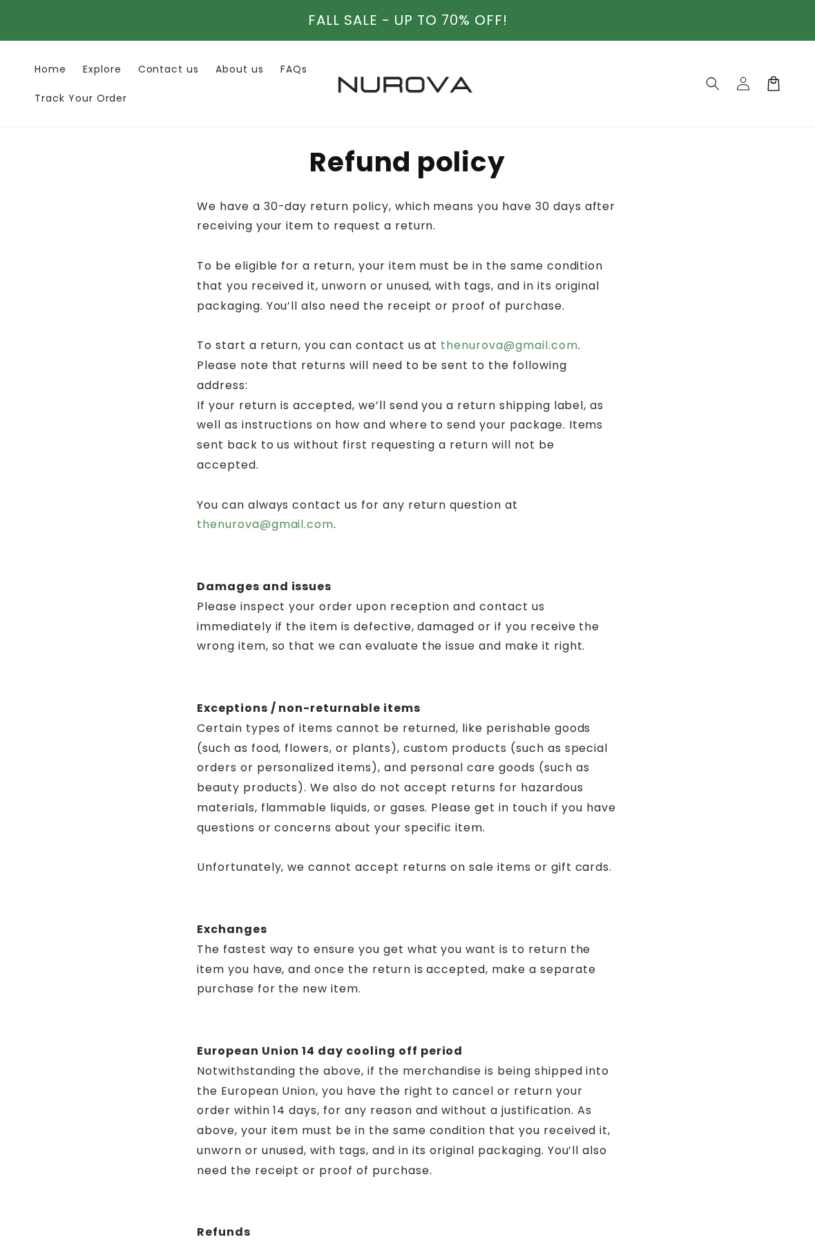 Nurova Rodent Tablets Review: Refills, Claims and Refund Rules Explained 2 Nurova refund policy with a 30-day window, unused-item requirement, blank return address and sale exclusion