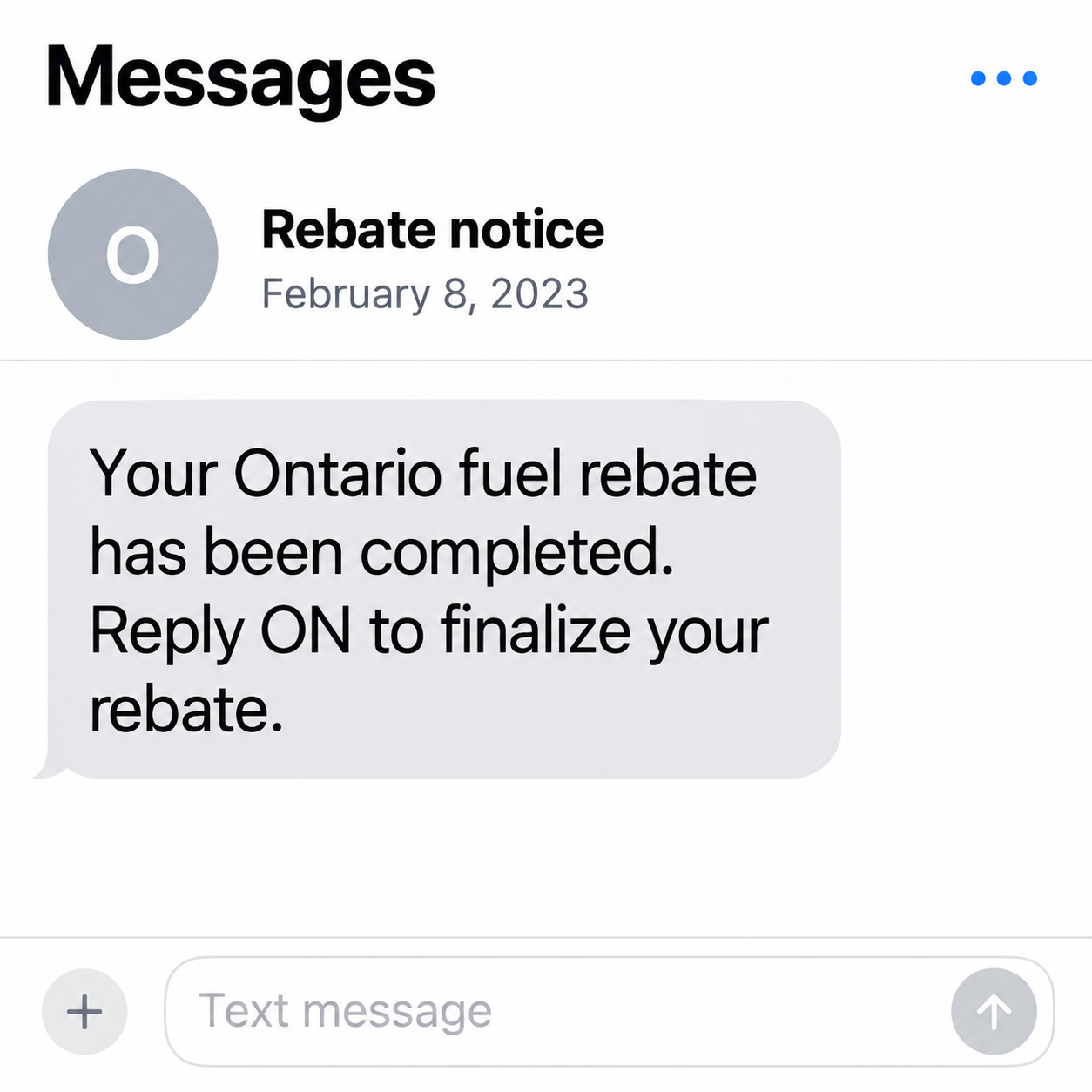 Ontario Fuel Rebate Scam: Fake Texts Asking You to Reply ON for Your Money