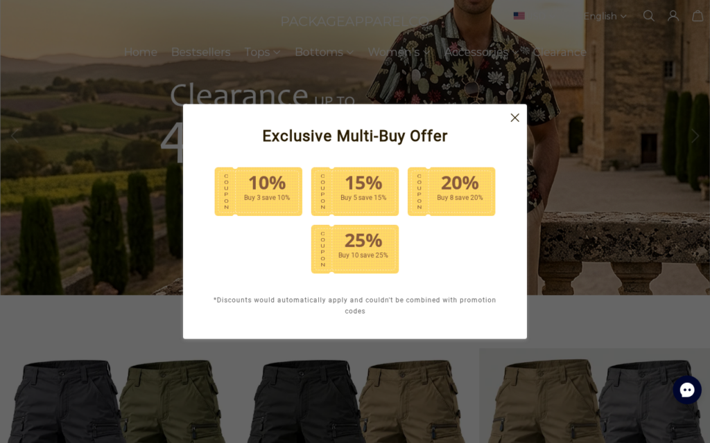Packageapparelco.com scam