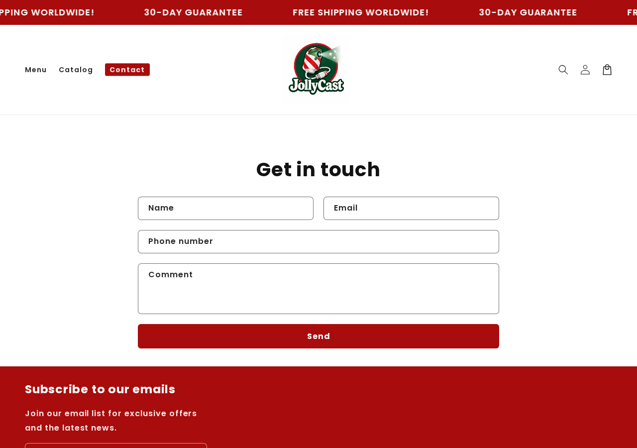 PawClaus contact page showing a message form for JollyCast buyer questions