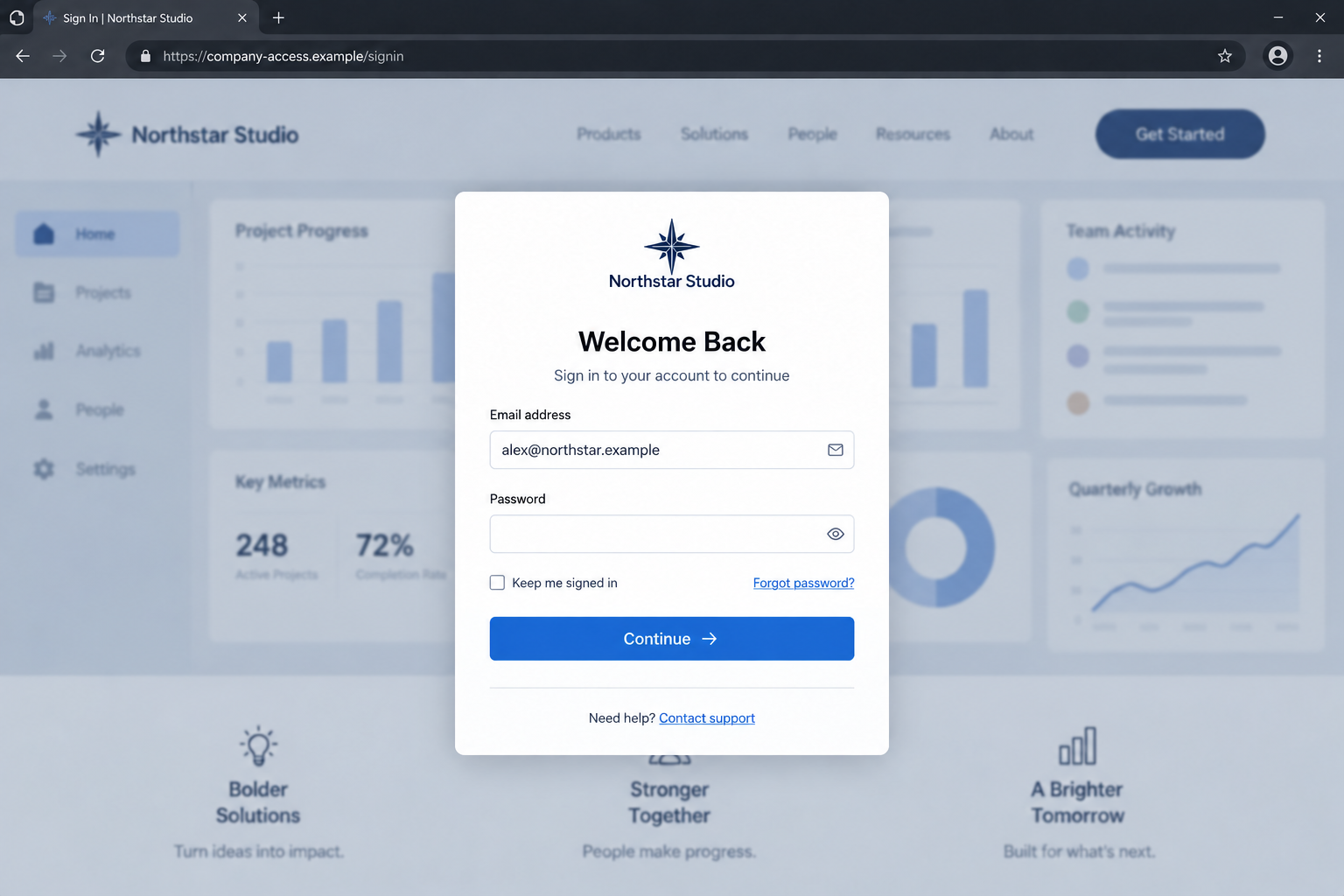 Microsoft Login Link Scam: A Trusted URL Can Hide a Fake Company Sign-In 2 Fictional personalized company login page using an example domain and prefilled email