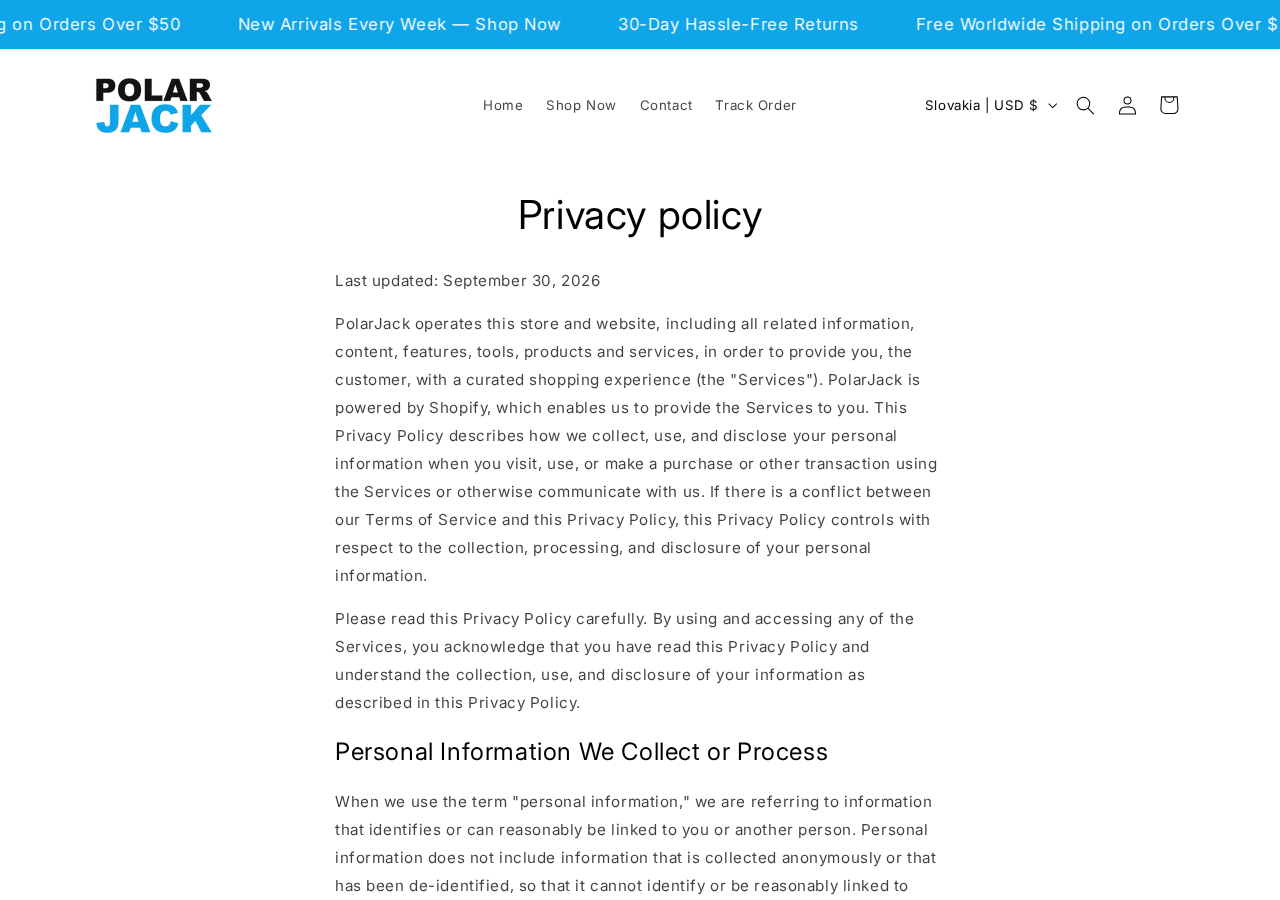 PolarJack privacy policy as published during the investigation