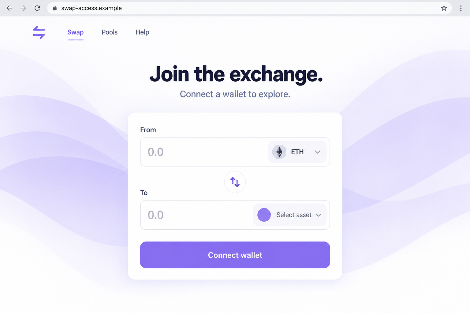 Fake Polygon QuickSwap Scam: The Connect-Layer3 Wallet Connection Trap 1 Illustrative exchange onboarding page with a join invitation, empty swap fields, and wallet connection button