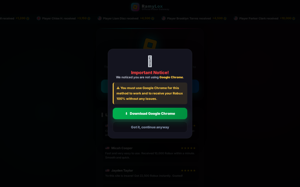Ramylox.shop Free Robux Tasks - Reward or Data Trap? 2 Ramylox.shop scam