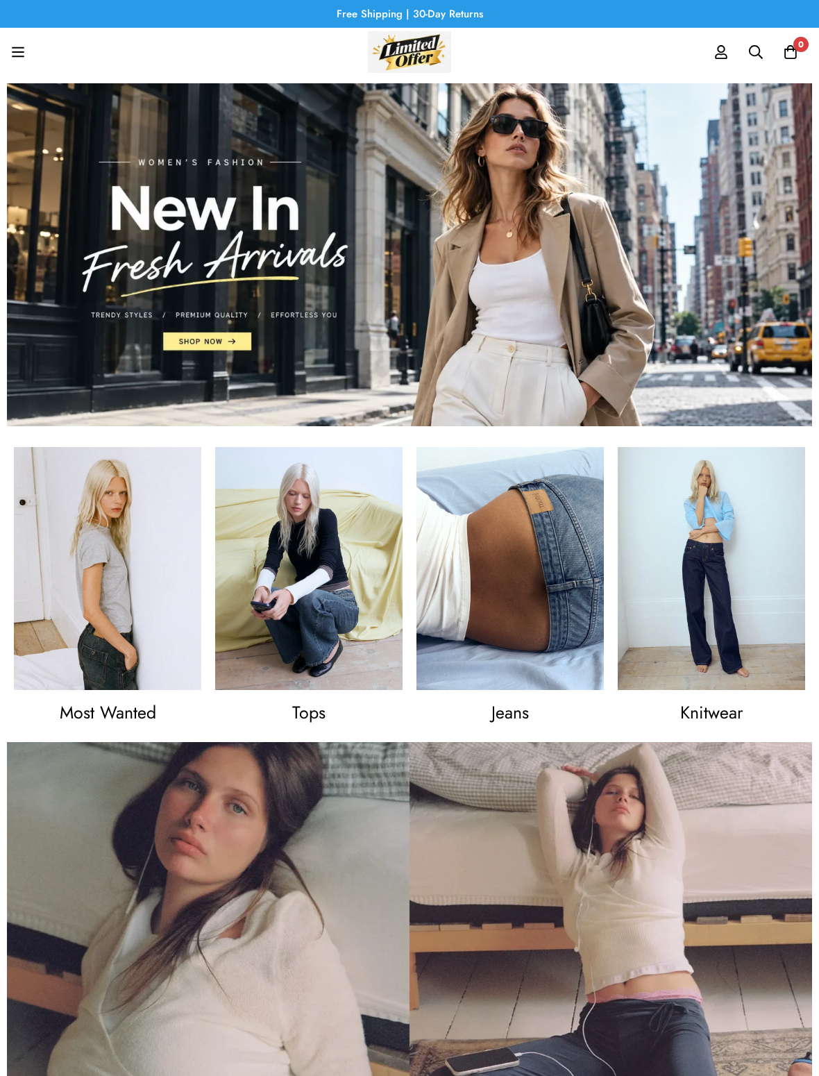 Rivri shop homepage displaying clothing, prices and shipping promises