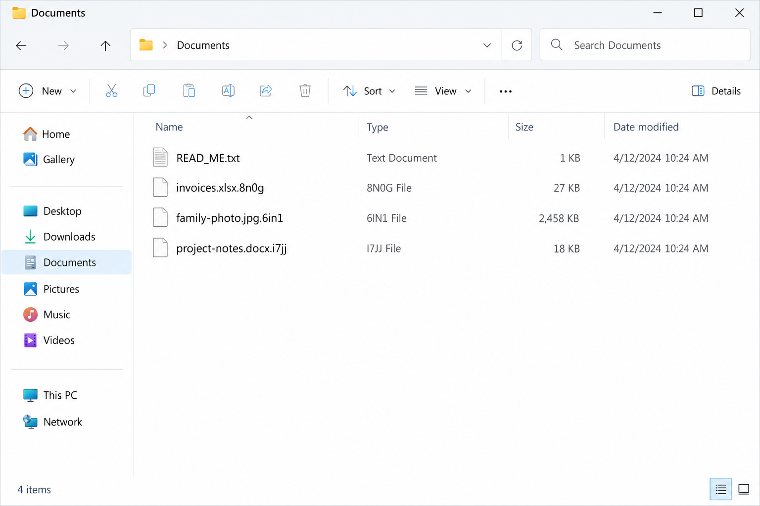 SAMURAI-SEC Ransomware Removal: File Recovery and Leak Threats Explained 1 Illustrative Windows file list showing READ_ME.txt and documents with four-character ransomware extensions