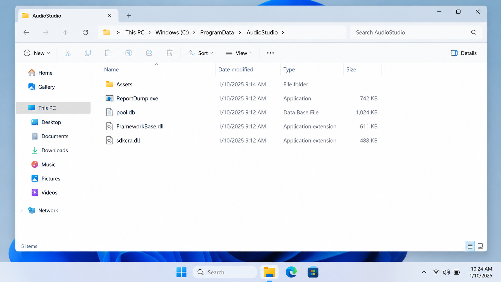 Illustrative Windows folder showing generic audio software files associated with a hidden remote access threat
