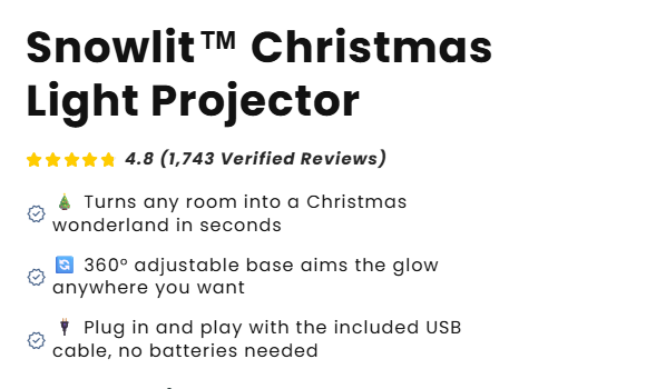 Snowlit Christmas Light Projector offer and seller-controlled review count