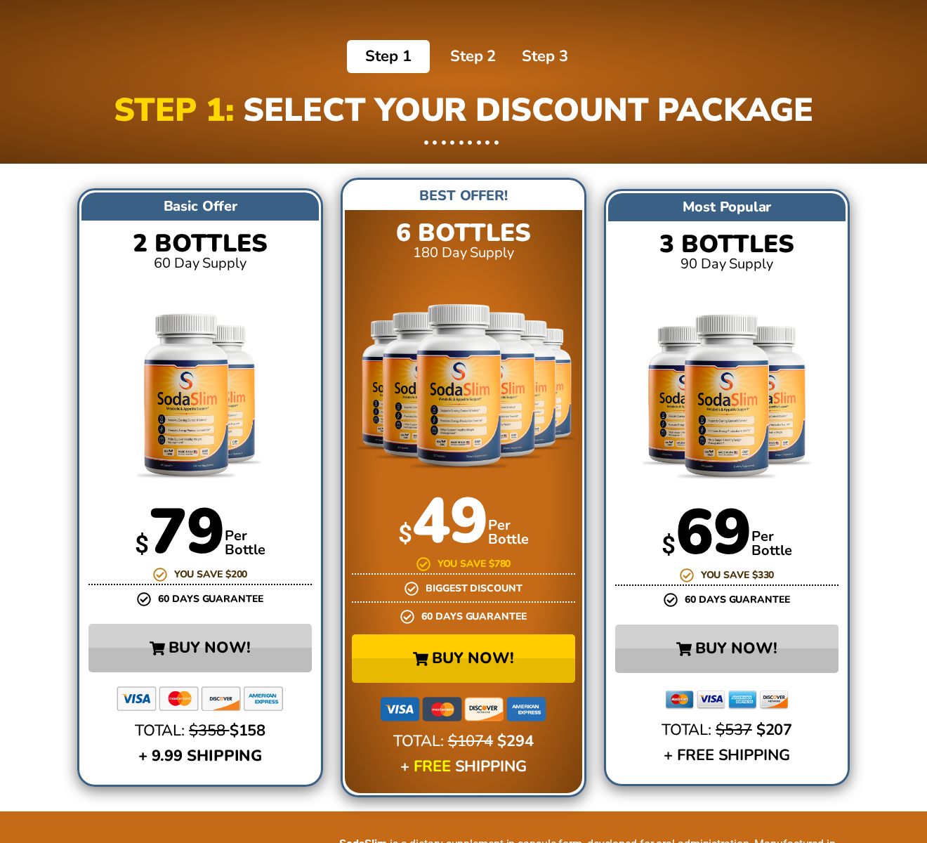 Soda Slim Australia: Scam or Legit? Weight-Loss Claims and Buying Risks 2 SodaSlim package page displaying two-, three-, and six-bottle bundles and US-style advertised savings