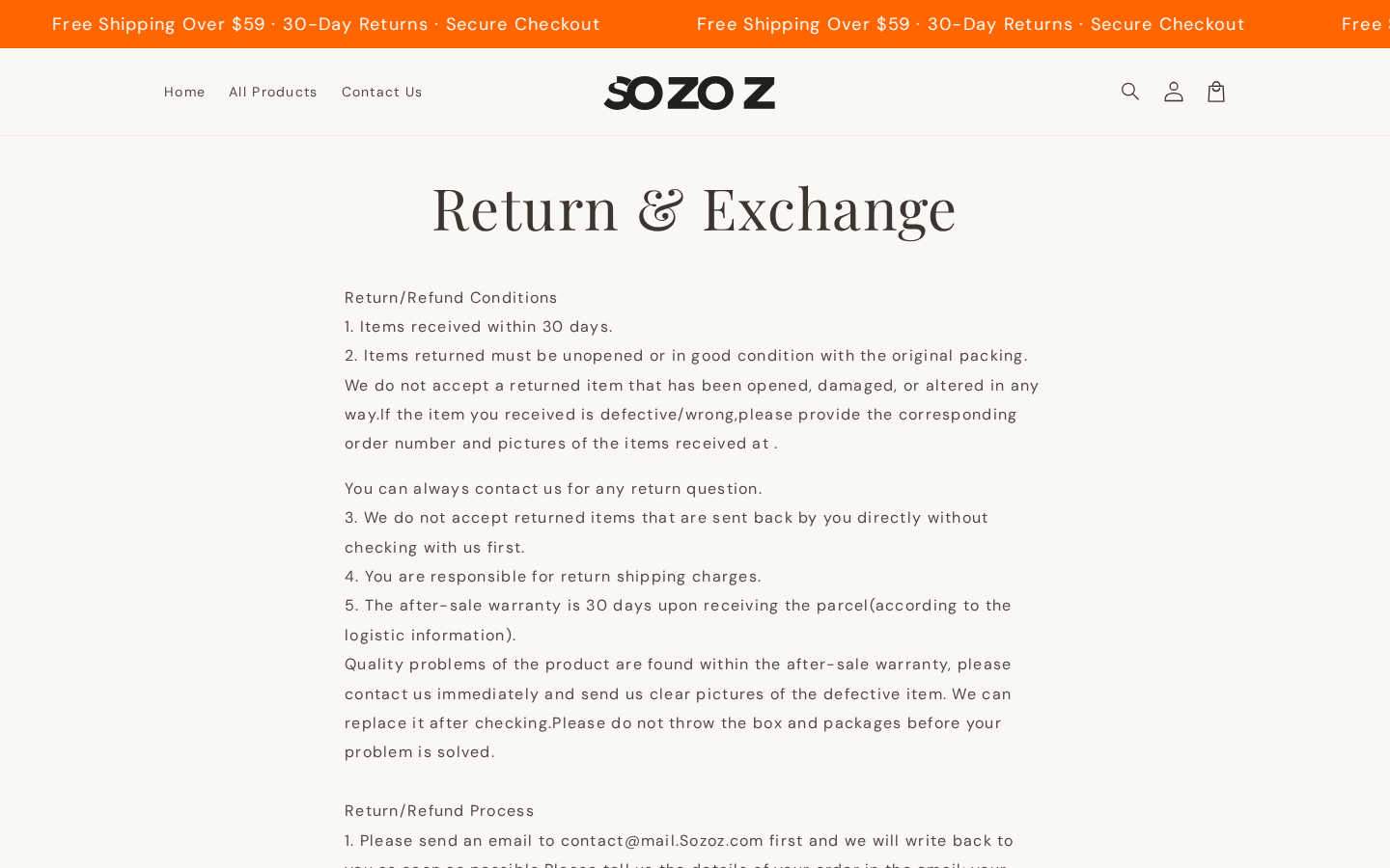 Sozoz Review: Why Its 30-Day Return Promise Is Not a Risk-Free Trial Deal 2 Sozoz return policy showing unopened-item condition, prior-contact requirement, and customer-paid return shipping