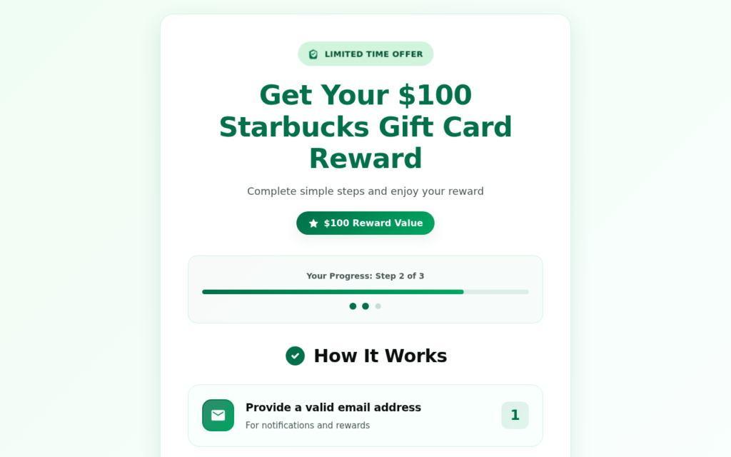 Stbucks100.online Gift Card Offer EXPOSED - Scam or Legit? 1 Stbucks100.online scam