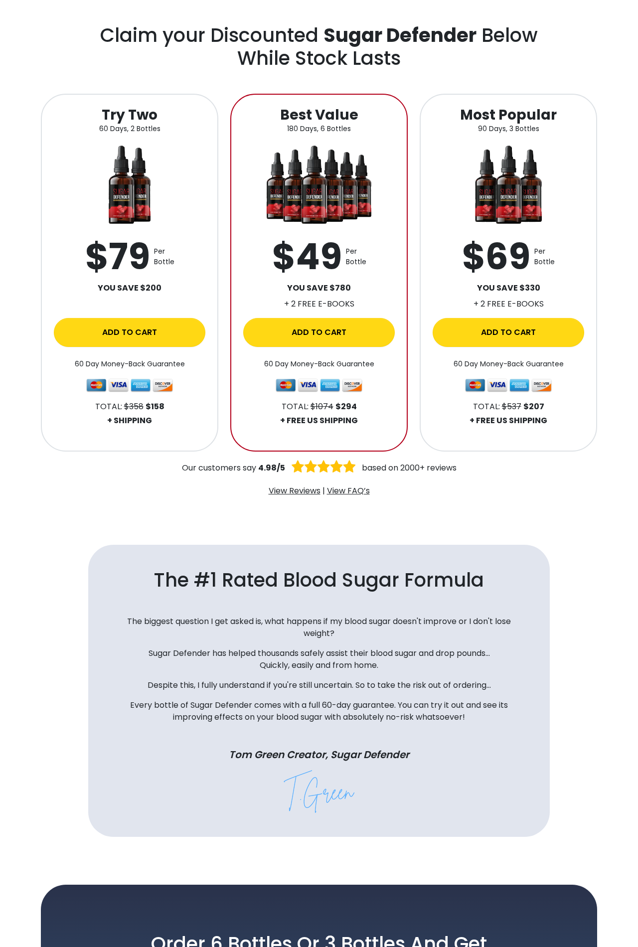 SugarReset EXPOSED: Sugar Defender Redirect and Discounted-Order Returns 2 The Sugar Defender destination reached through the SugarReset referral, displaying different branding and bottle packages