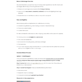 Sunfere's published return page showing its 15-day deadline and cash-refund exclusions