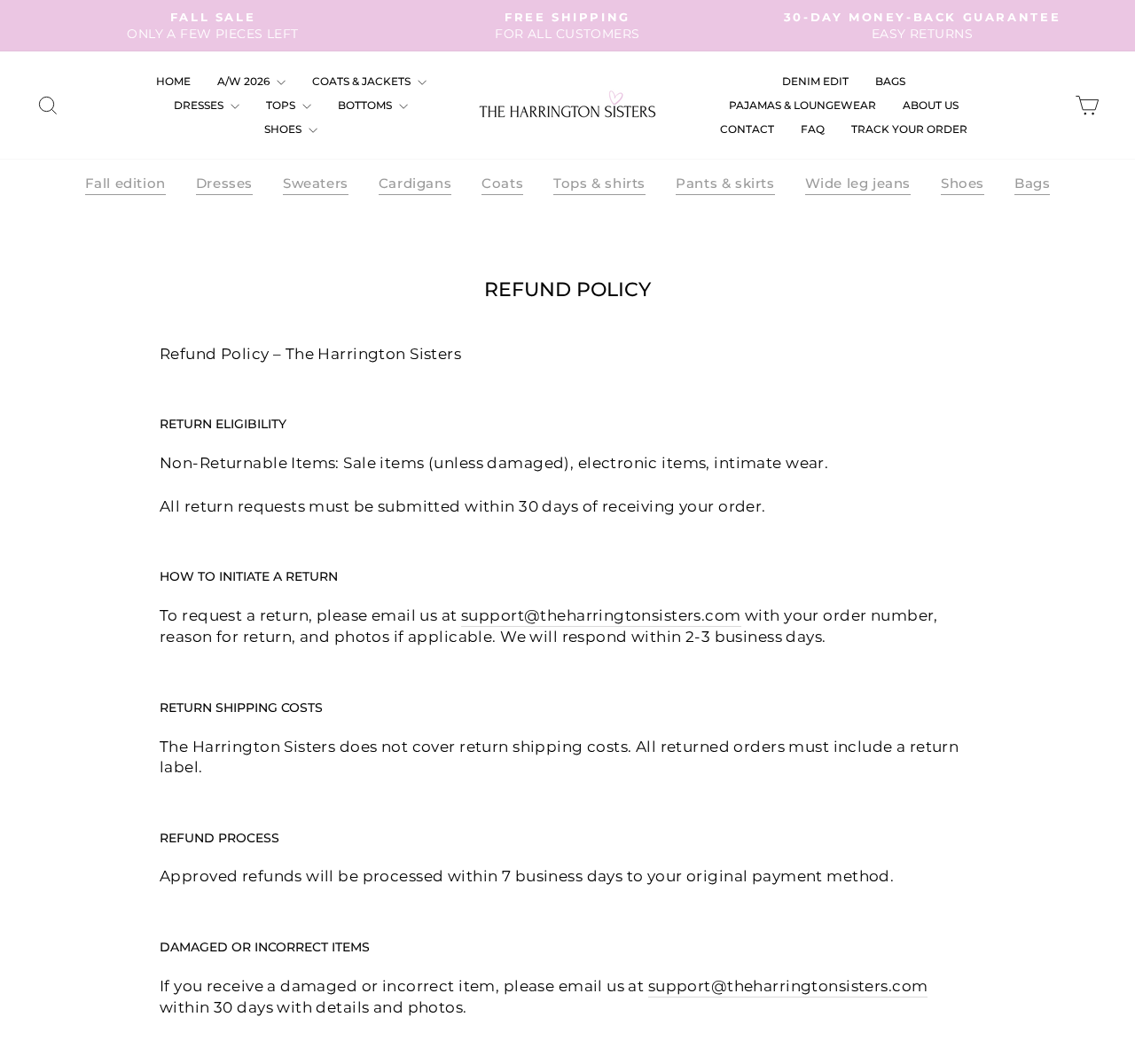 The Harrington Sisters EXPOSED: Sale Exclusions and Costly Return Risks 2 The Harrington Sisters refund policy excluding sale items unless damaged and placing return postage on customers