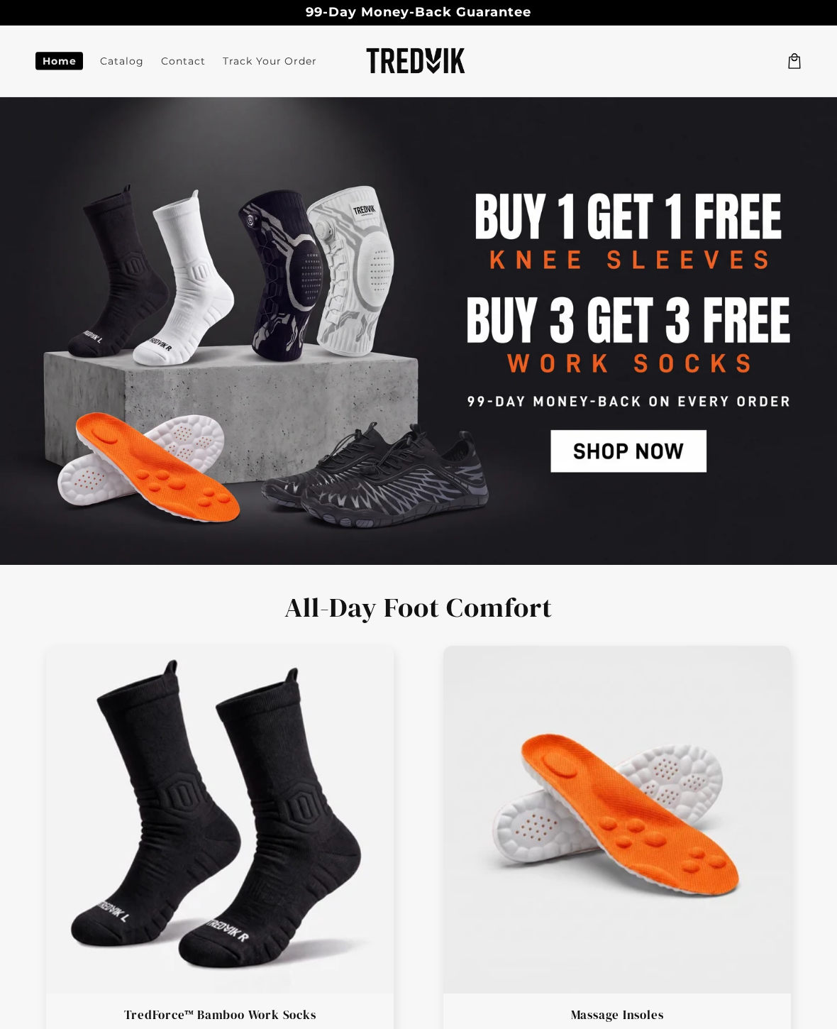 Tredvik Review: The 99-Day Guarantee, Return Costs and Seller Identity 1 Tredvik storefront advertising multi-item offers and a 99-day money-back guarantee