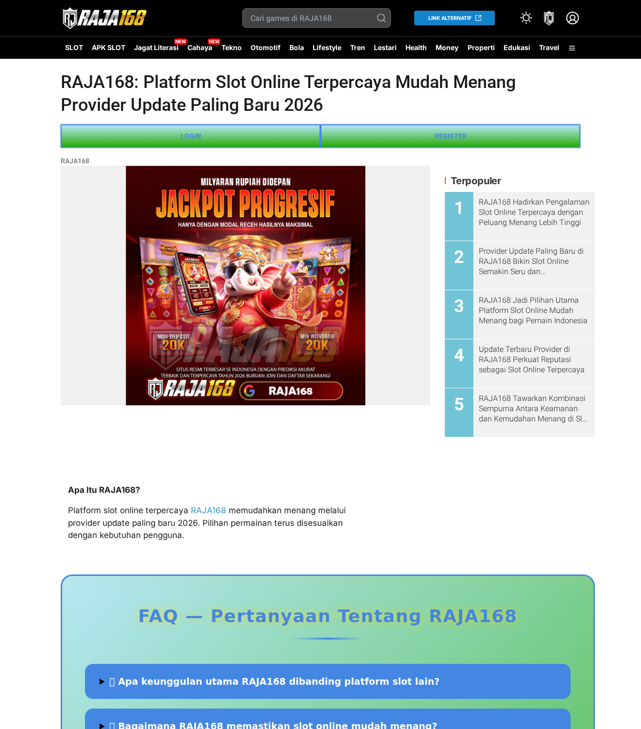 The VitaSeal promotional domain's terms URL displaying unrelated RAJA168 gambling content
