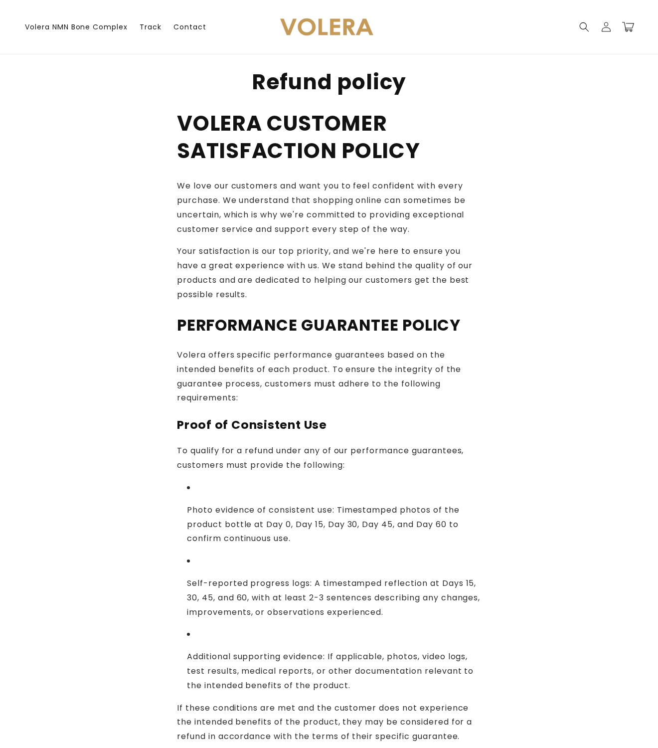 Volera NMN Bone Complex: Scam or Legit? Claims and Refunds Investigated 2 Volera performance-guarantee policy requiring timestamped photographs and written progress logs