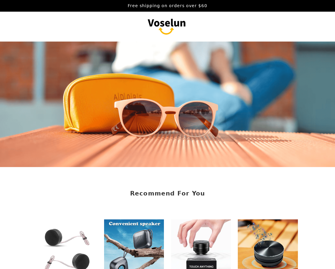 Voselun EXPOSED: The 30-Day Return Clock, Shipping Delays and Buyer Risks 1 Voselun storefront advertising free shipping above $60 and displaying portable speaker products