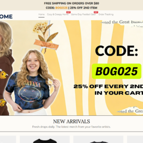 WearAndHome storefront promoting fan apparel and a 25% second-item discount
