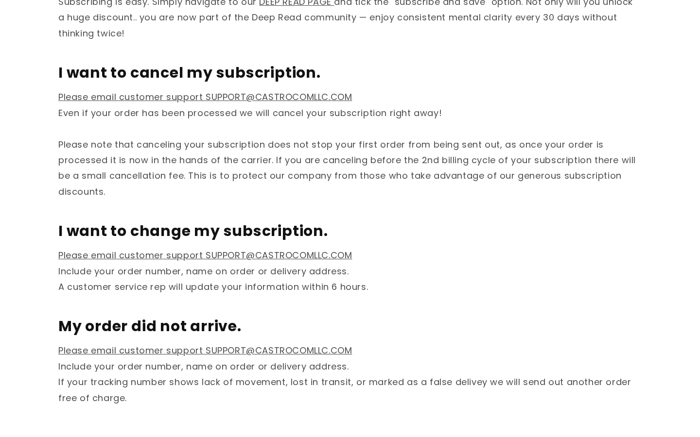 Whispering Pages Reviews: Embosser Returns and Subscription Fees Exposed 2 The Whispering Pages Deep Read subscription page describing an unspecified fee for cancellation before the second billing cycle