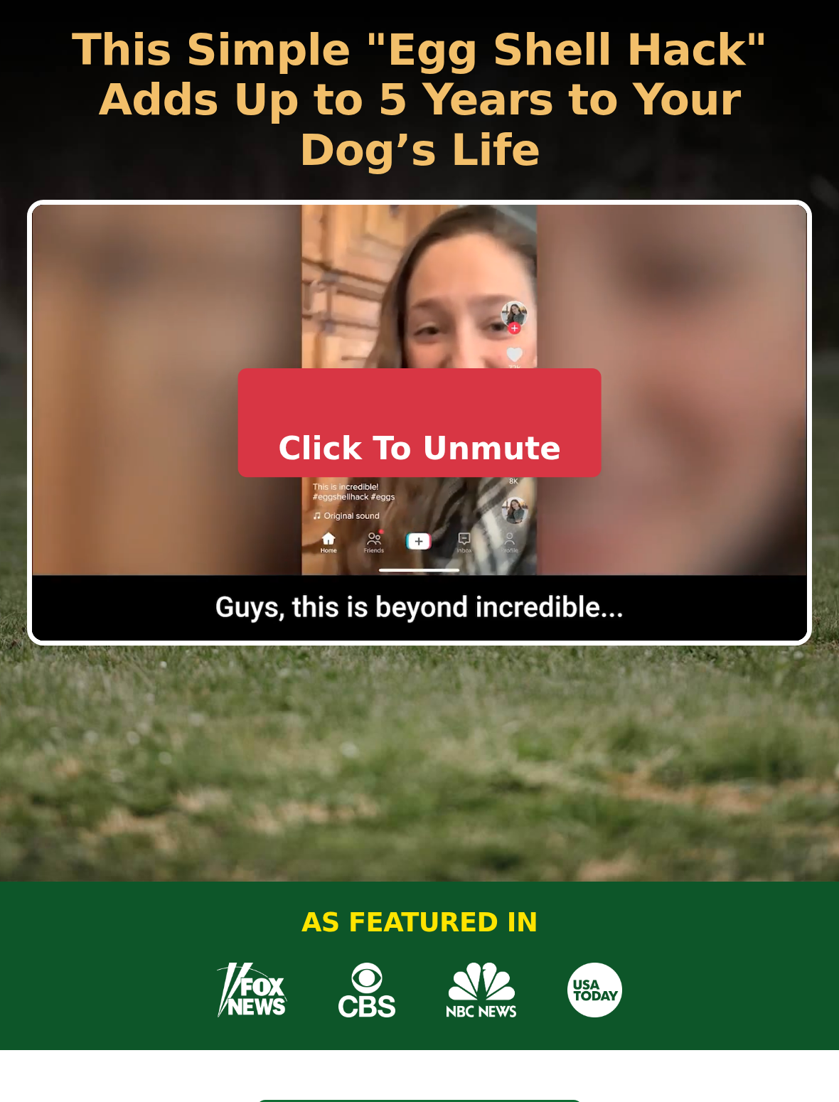 WildGut sales page advertising an eggshell hack that adds up to five years to a dog's life