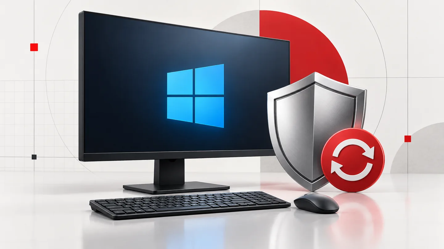 How to Remove Malware from Windows 10: A Step-by-Step Cleanup Guide (2026) 1 Illustration of Windows 10 malware checks alongside an operating-system update checkpoint