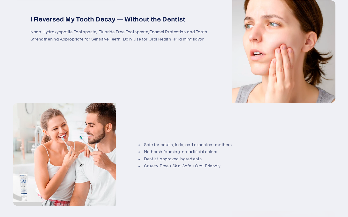 YAYASHI Toothpaste Reviews: Cavity Repair Claims and Return Risks Explained 2 YAYASHI homepage presenting a claim about reversing tooth decay without a dentist