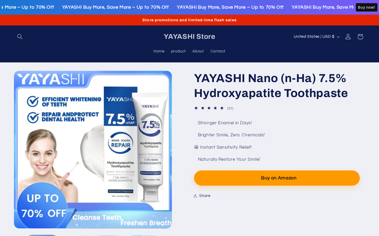 YAYASHI Toothpaste Reviews: Cavity Repair Claims and Return Risks Explained 1 YAYASHI 7.5% nano-hydroxyapatite toothpaste listing with dental repair promises and an Amazon purchase link