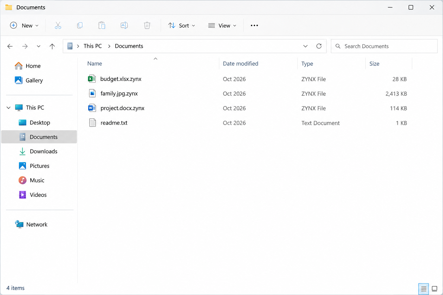 Zynex Ransomware Removal Guide: .zynx Files and Data-Sale Threats Explained 2 Illustrative Zynex-encrypted filenames ending in .zynx beside readme.txt