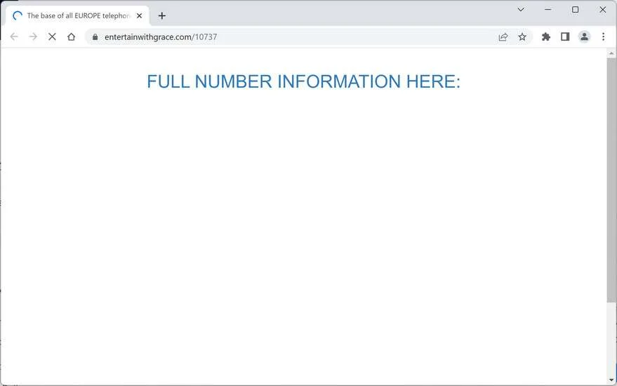Image: Chrome browser is redirected to Entertainwithgrace.com