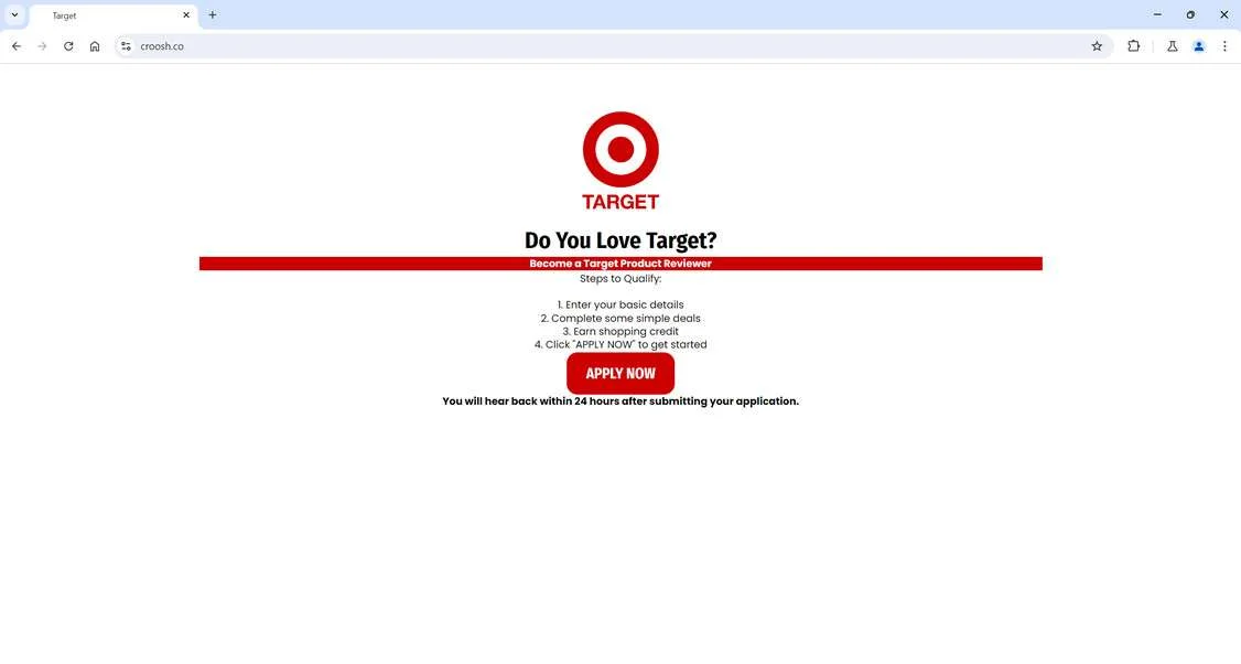 Target Product Reviewer scam