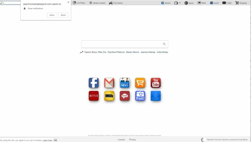 How to remove NewTab-TV(Cool) redirect (Virus Removal Guide) 1 Image: Google Chrome is redirected to the NewTab-TV(Cool) New Tab Search
