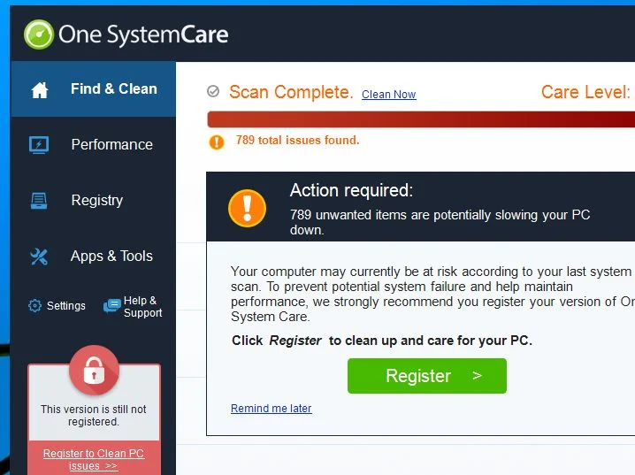 How to remove One System Care (Virus Removal Guide) 2 One System Care Pop-up virus