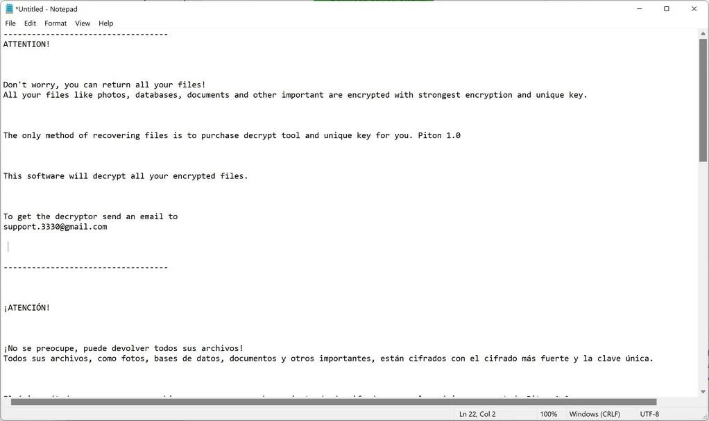 Image: Piton ransomware