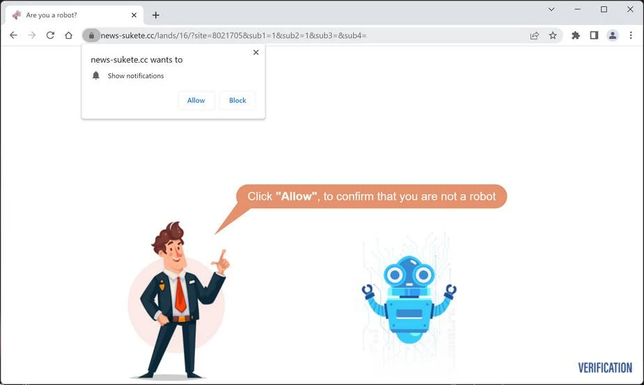 How to Remove News-sukete.cc Pop-up Ads (Virus Removal Guide) 1 Image: Chrome browser is redirected to News-sukete.cc