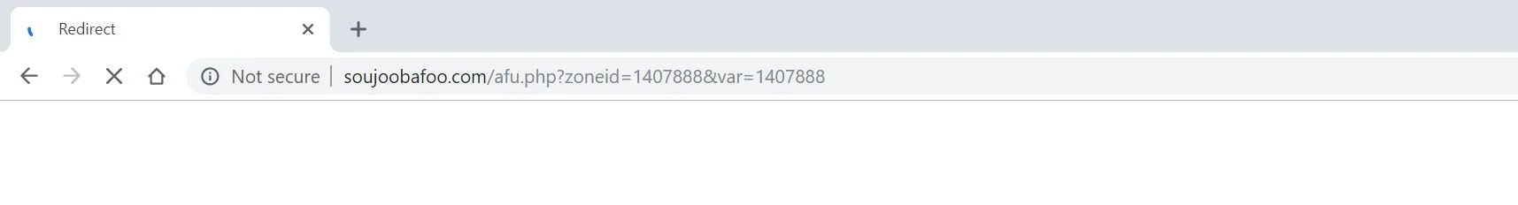 Image: Chrome browser is redirected to the Soujoobafoo.com/afu.php?zoneid=