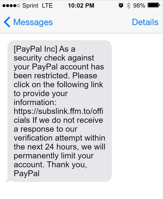 Security Check Against Your PayPal Account Scam