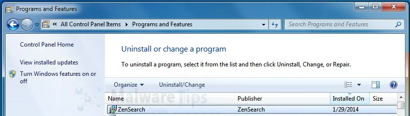 [Image: Uninstall ZenSearch from Windows]