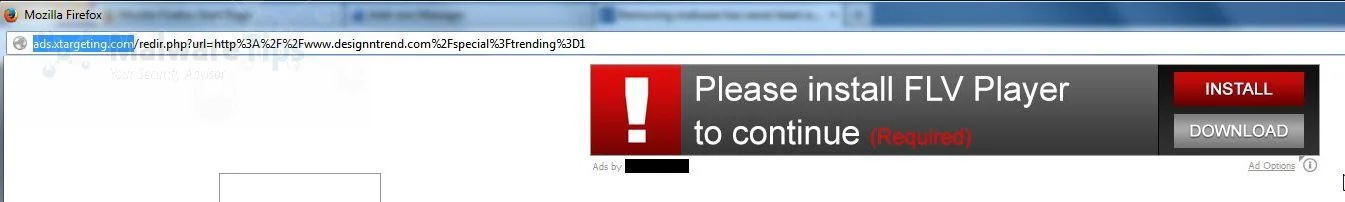 [Image: Ads.Xtargeting.com pop-up virus]