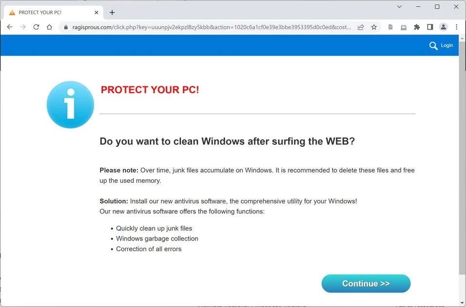 Image: Ragisprous.com browser redirect