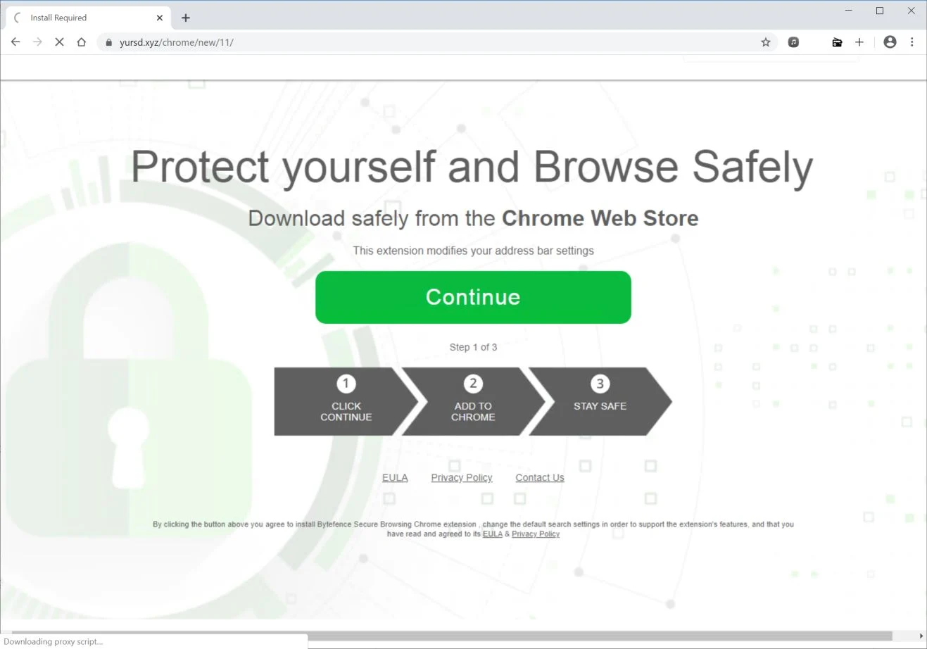 Image: Chrome browser is redirected to Yursd.xyz