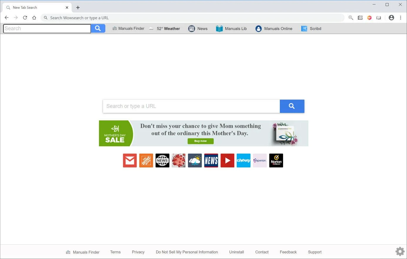 Image: Chrome browser is redirected to Manuals Finder