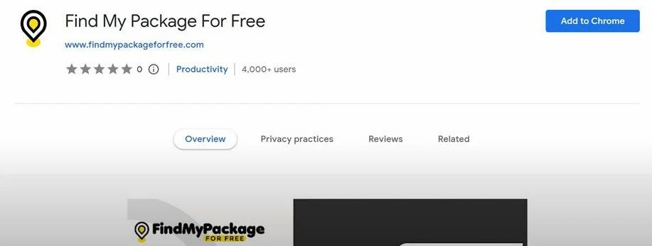 Image: Find My Package For Free Chrome extension