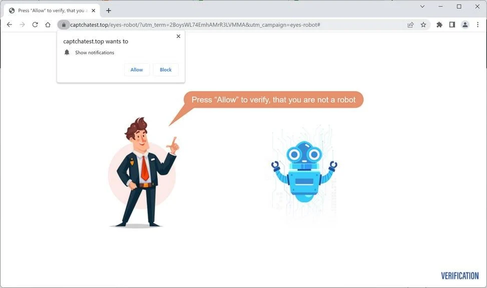 Remove Captchatest.top Pop-up Ads (Virus Removal Guide) 1 Image: Chrome browser is redirected to Captchatest.top