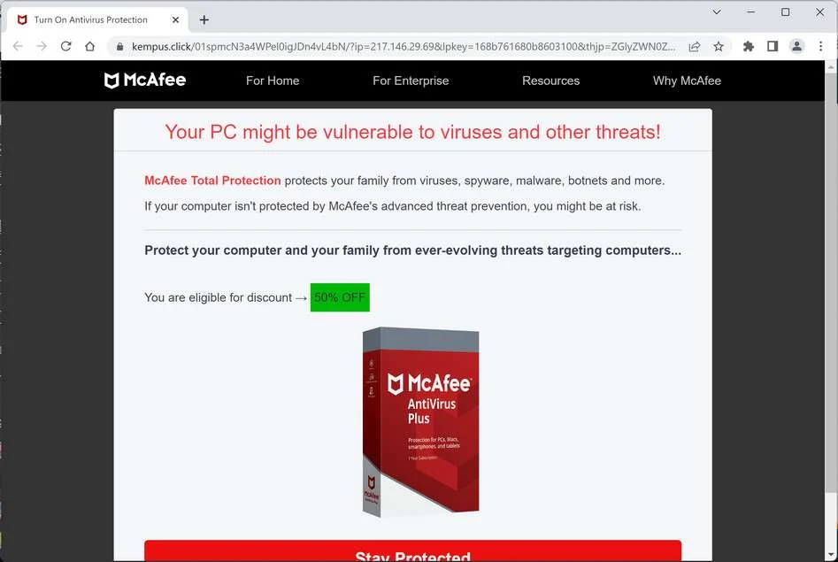 Image: Chrome browser is redirected to Kempus.click