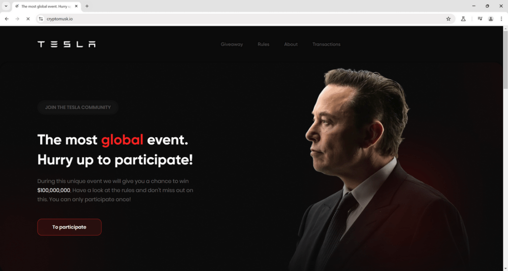 CryptoMusk.io Crypto Scam - Another FAKE Tesla Giveaway 2 Cryptomusk.io scam