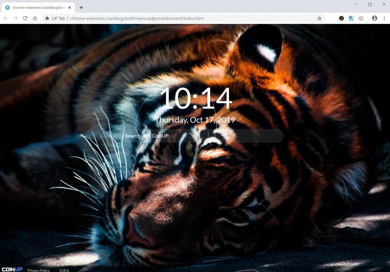 Image: Chrome browser is redirected to UP Tab