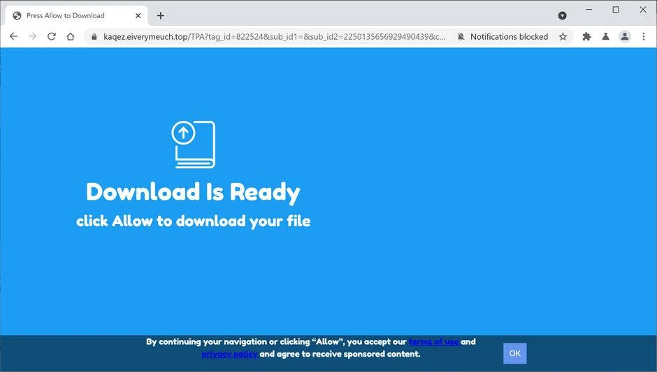 Remove Eiverymeuch.top pop-up ads (Virus Removal Guide) 1 Image: Chrome browser is redirected to Eiverymeuch.top