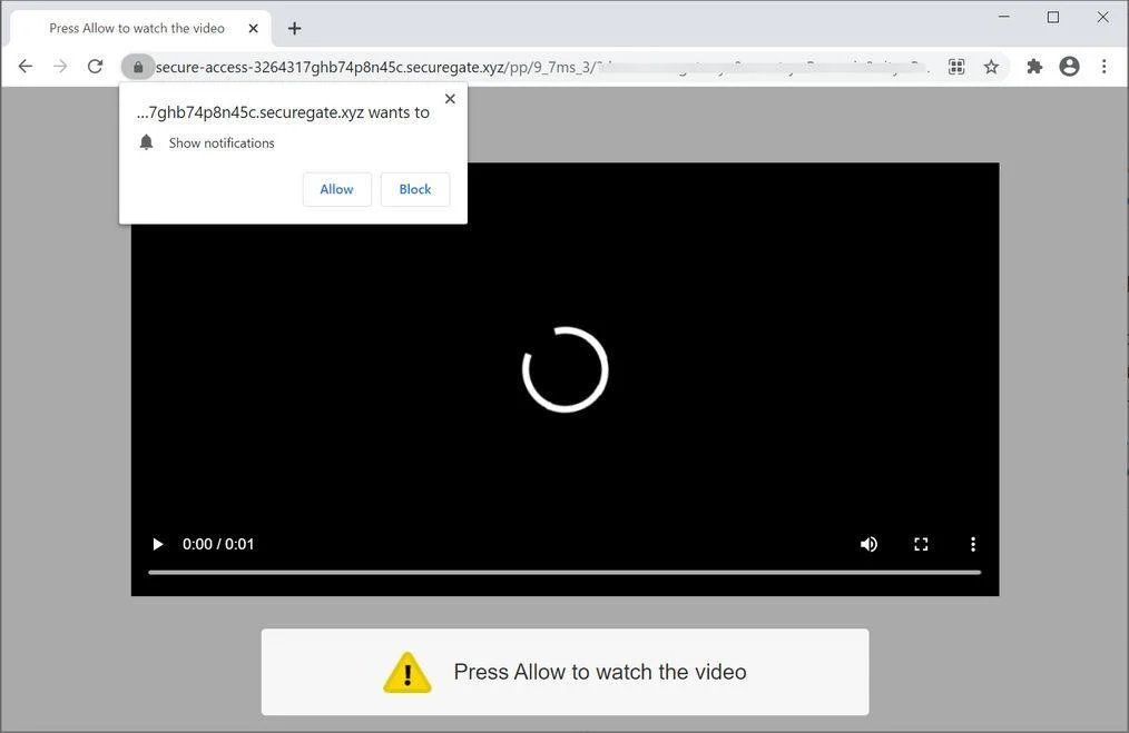 Remove Securegate.xyz pop-up ads (Virus Removal Guide) 1 Image: Chrome browser is redirected to Securegate.xyz